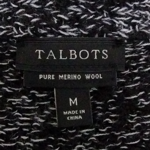TALBOTS Merino Blazer Cardigan  Medium Pure Merino Wool Black Knit - Picture 4 of 7